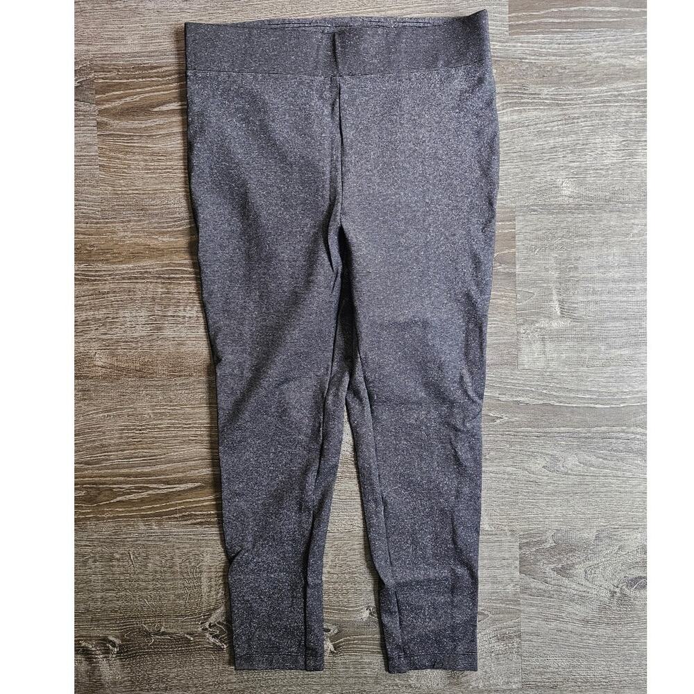 Loft Black Metallic Shimmer Pull-On Dress Pants Women's Size Large Knit Trousers